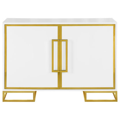 Elsa - 2 Door Wood Storage Accent Cabinet - White And Gold CoasterEssence