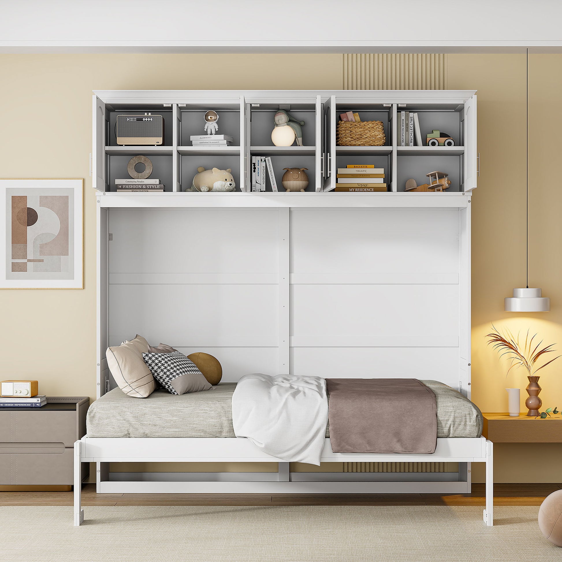 Murphy Modern Bed With Top Cabinets For Space Saving And Comfort DreamHaus