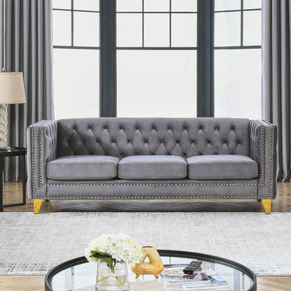 Upholstered Couch Sofa With Button Tufting For Living Room Home Essentials