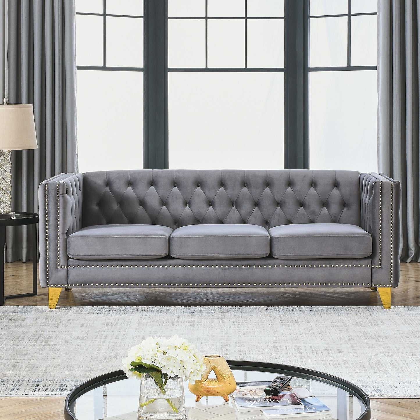 Modern Sofa With Button Tufting, Upholstered Couch For Living Room Home Essentials