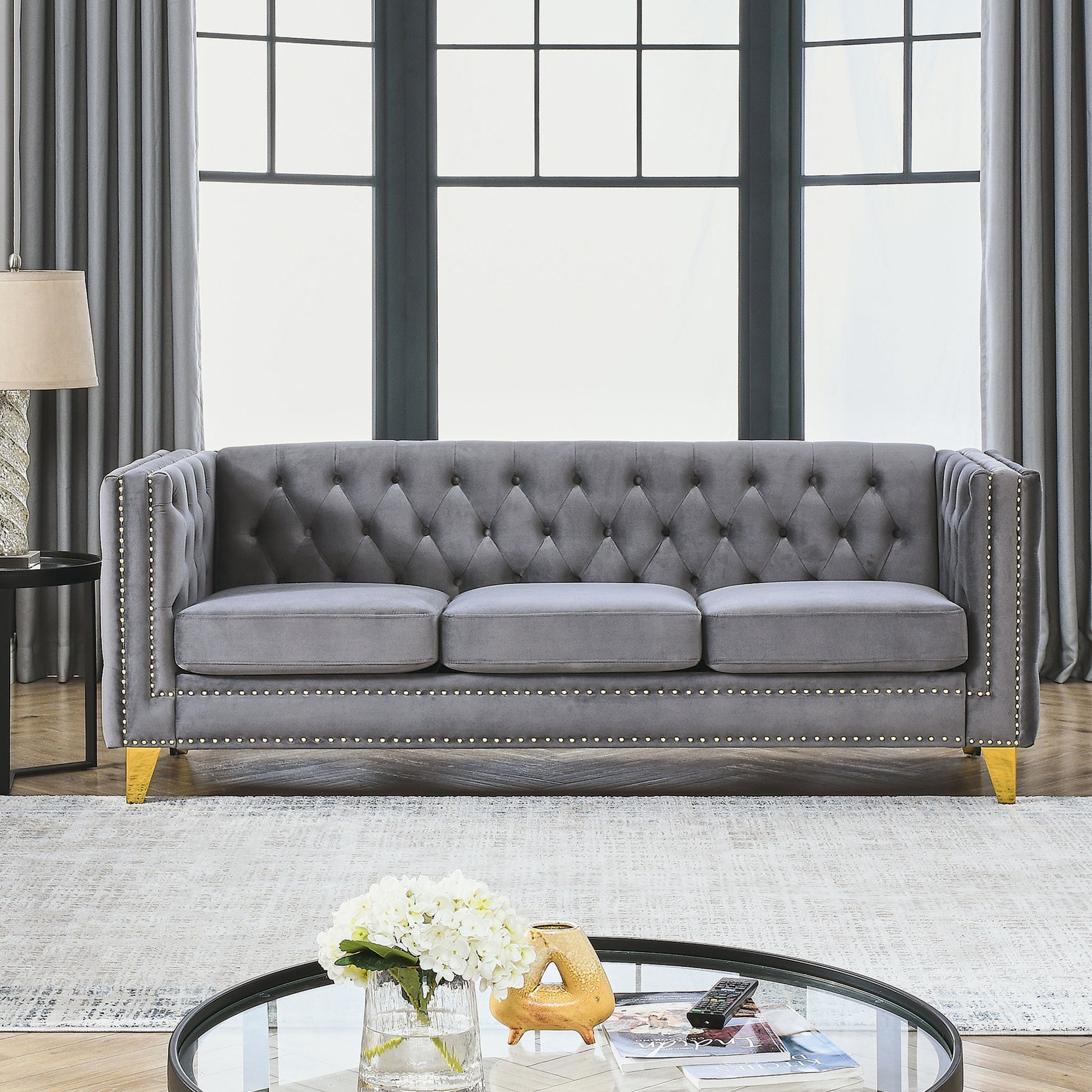 Modern Sofa With Button Tufting, Upholstered Couch For Living Room Home Essentials