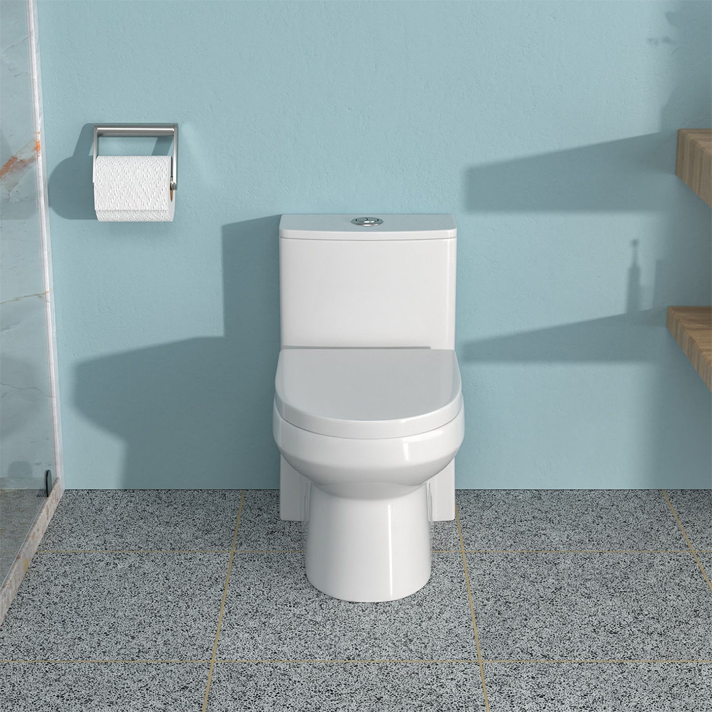 1 Piece Toilet For Bathroom, Dual Flush 1.1 / 1.6 Gpf, Soft Closing Seat - White Daily Nest
