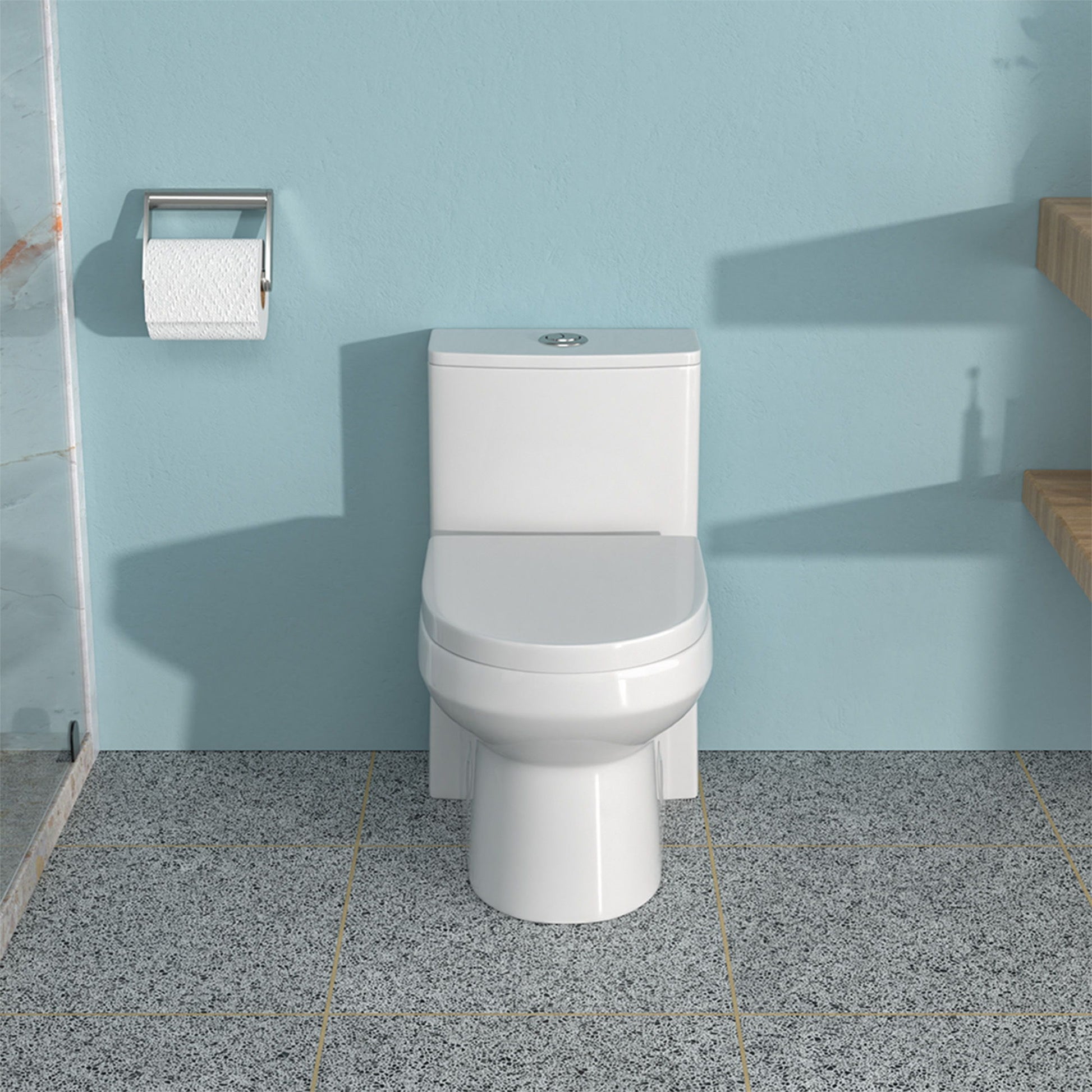 1 Piece Toilet For Bathroom, Dual Flush 1.1 / 1.6 Gpf, Soft Closing Seat - White Daily Nest