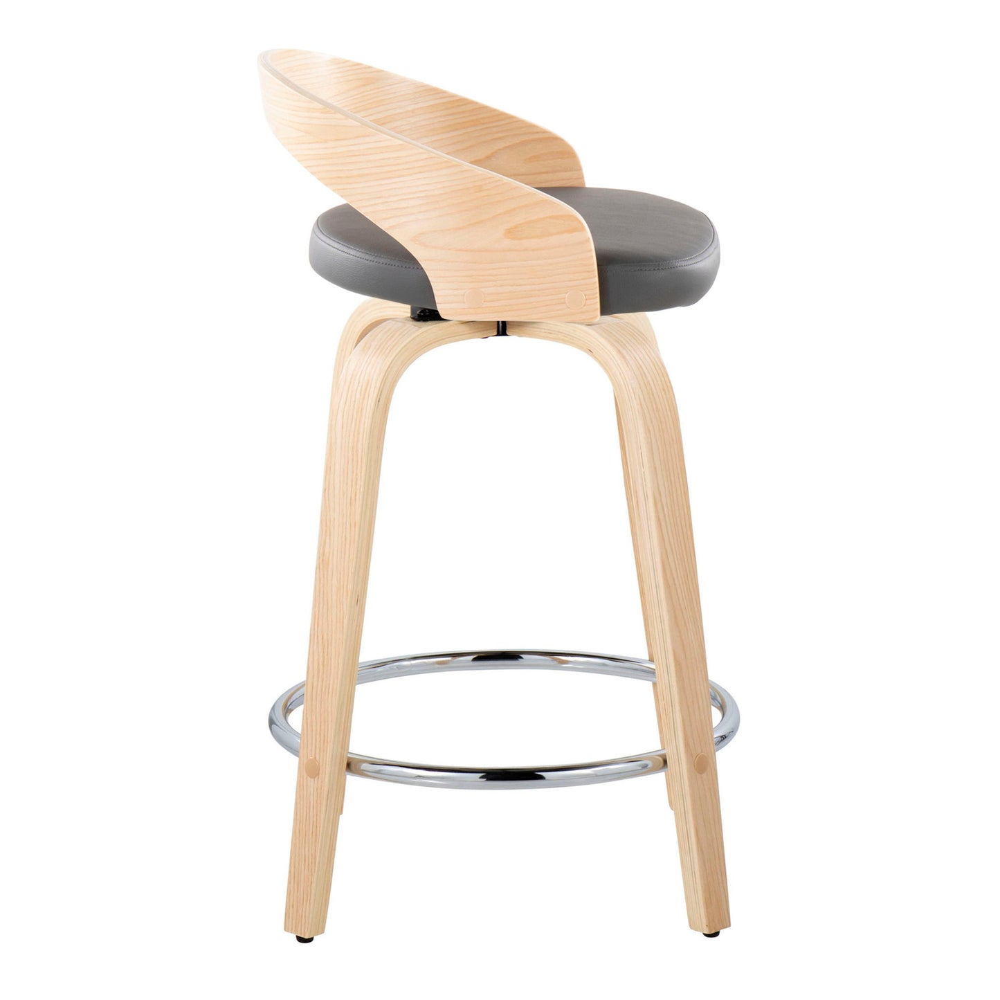 Grotto - Contemporary Fixed Height Counter Stool & Swivel, Round Footrest (Set of 2) Lumi Source