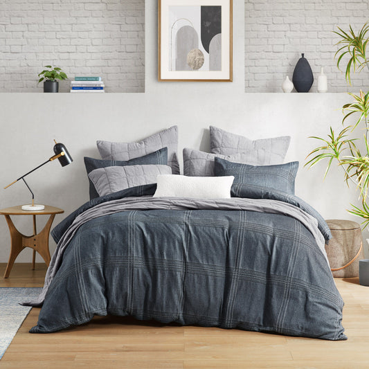 Anders - 3 Piece Full Duvet Set - Charcoal