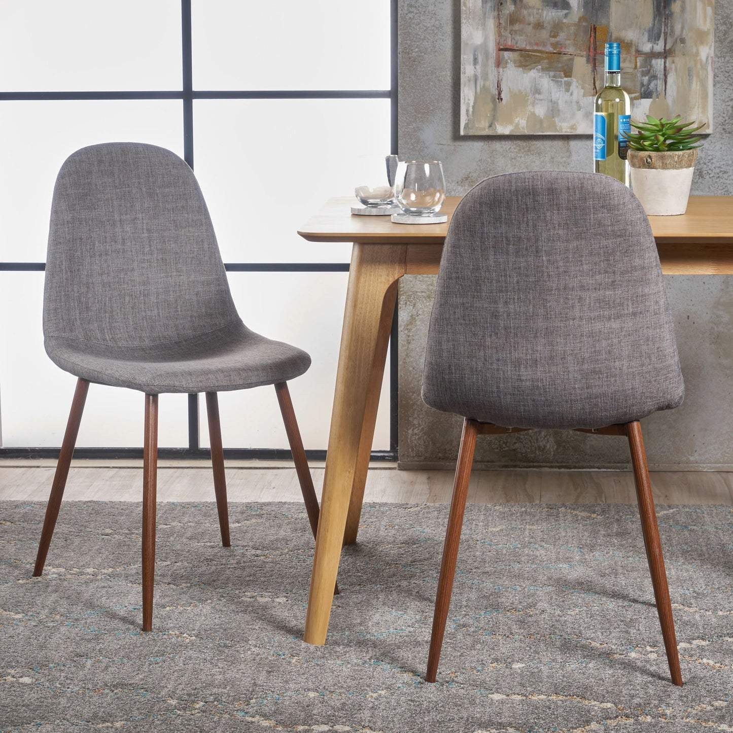 Modern Minimalist Fabric Dining Chair With Iron Legs Noble House