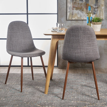 Modern Minimalist Fabric Dining Chair With Iron Legs Noble House