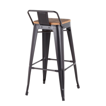 Oregon - Industrial Low Back Barstool (Set of 2) - Black Lumi Source