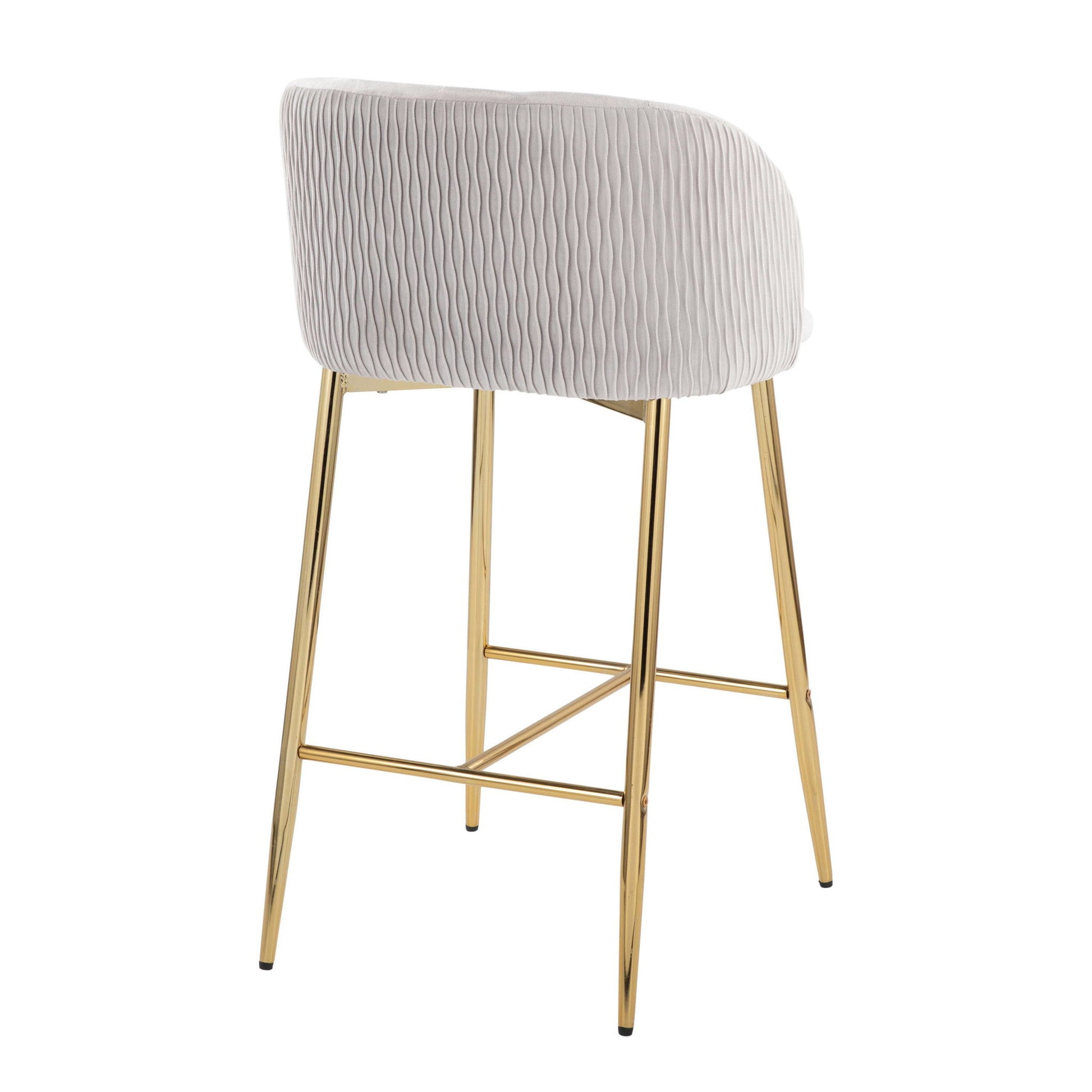 Fran - Pleated Waves Contemporary / Glam Fixed Height Counter Stool (Set of 2) Lumi Source
