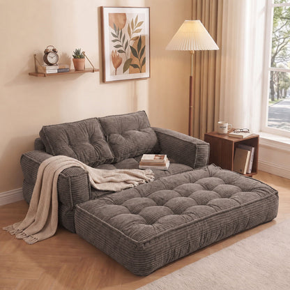 2 Seater Modular Corduroy Sofa With Chaise Lounge For Living Room Home Essentials