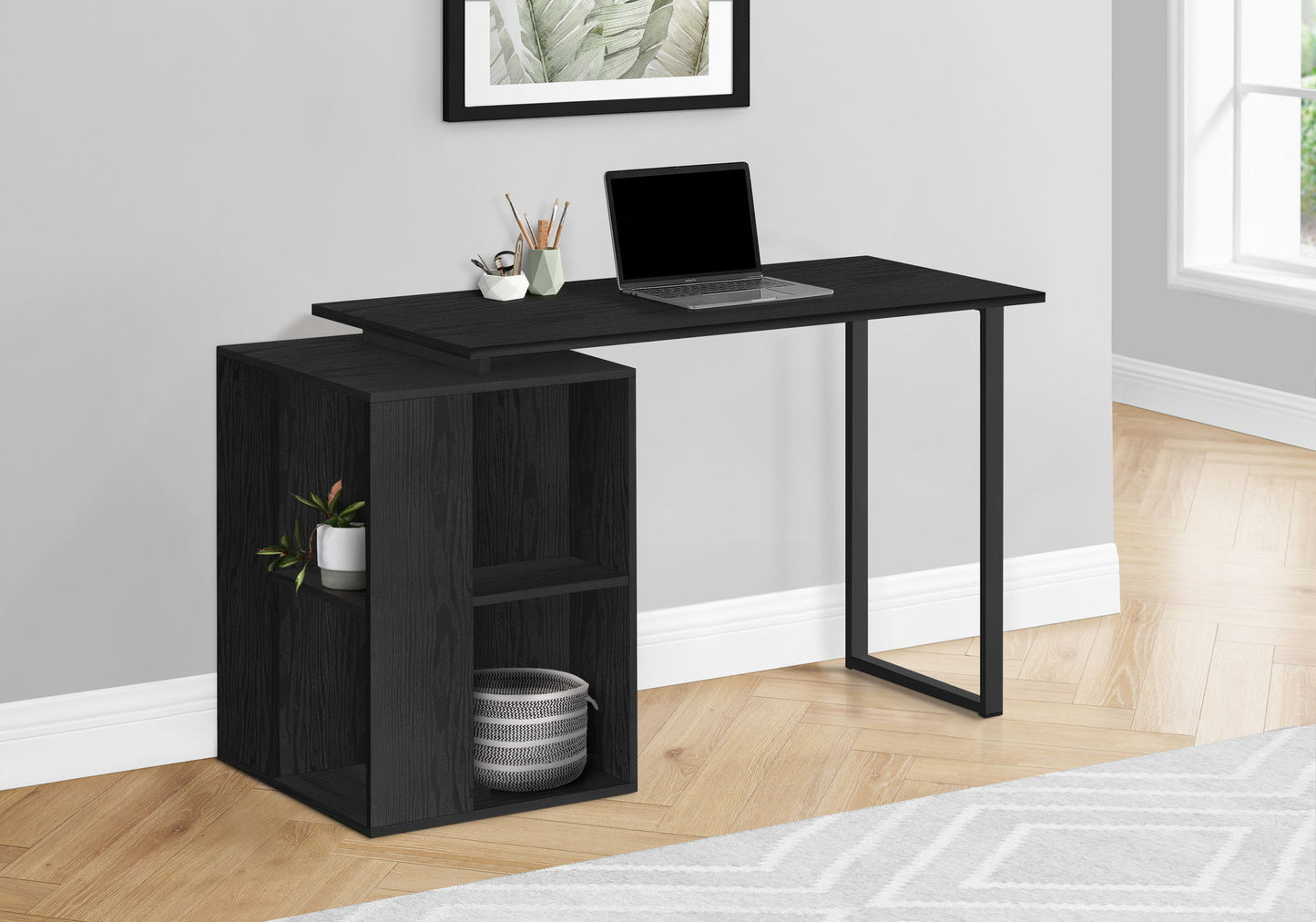 Computer Desk, Home Office, Left, Right Set-Up, Storage Shelves, Work, Laptop, Contemporary, Modern 8th Street