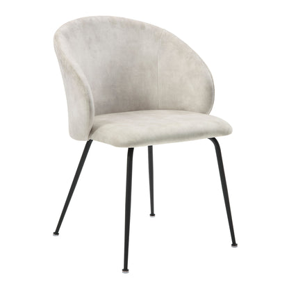 Velvet Upholstery Side Chairs 2 Piece Set With Metal Legs Modern Home Furniture - Beige Home Essentials