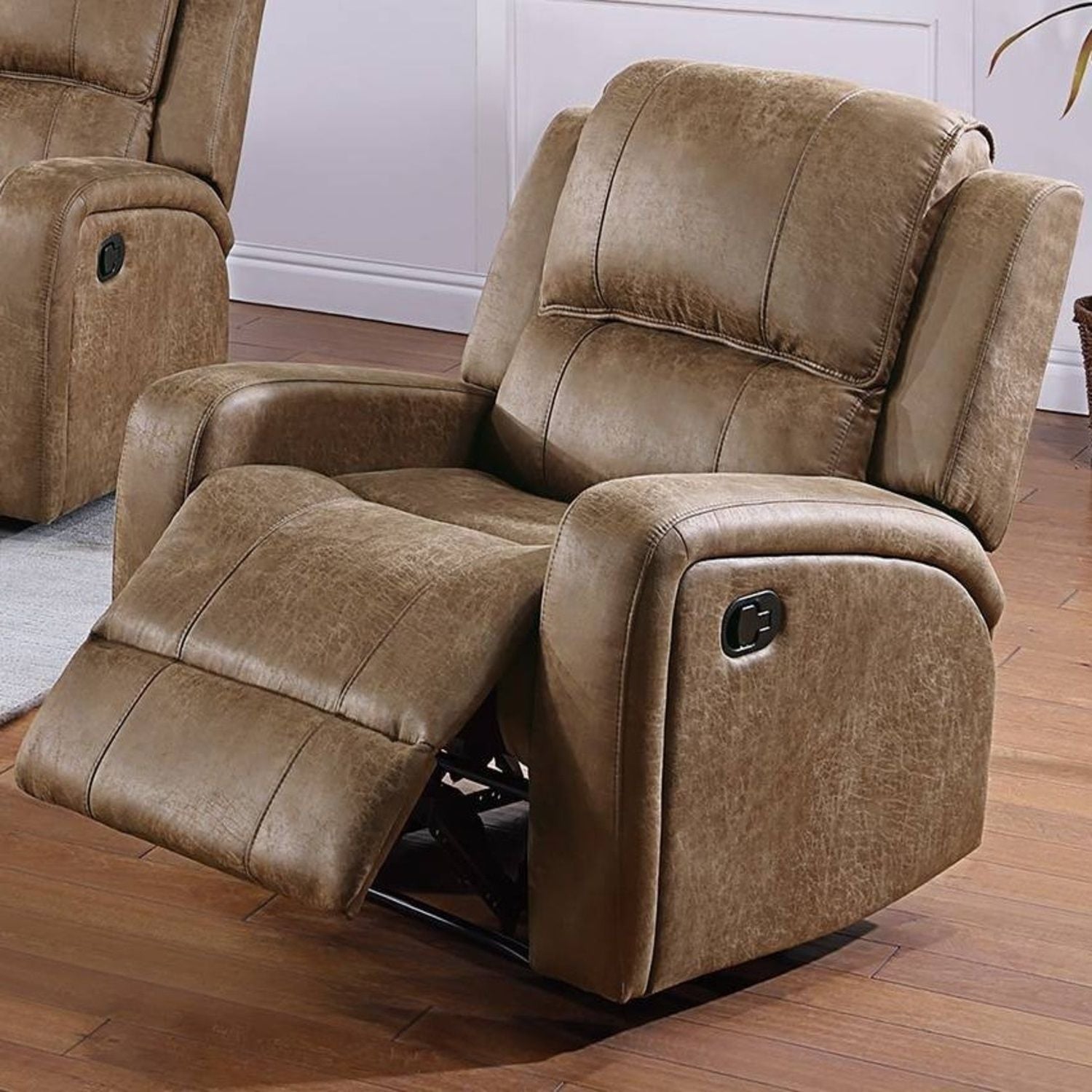 Modern Style Manual Recliner With Square Arms And Tufted Design Home Essentials
