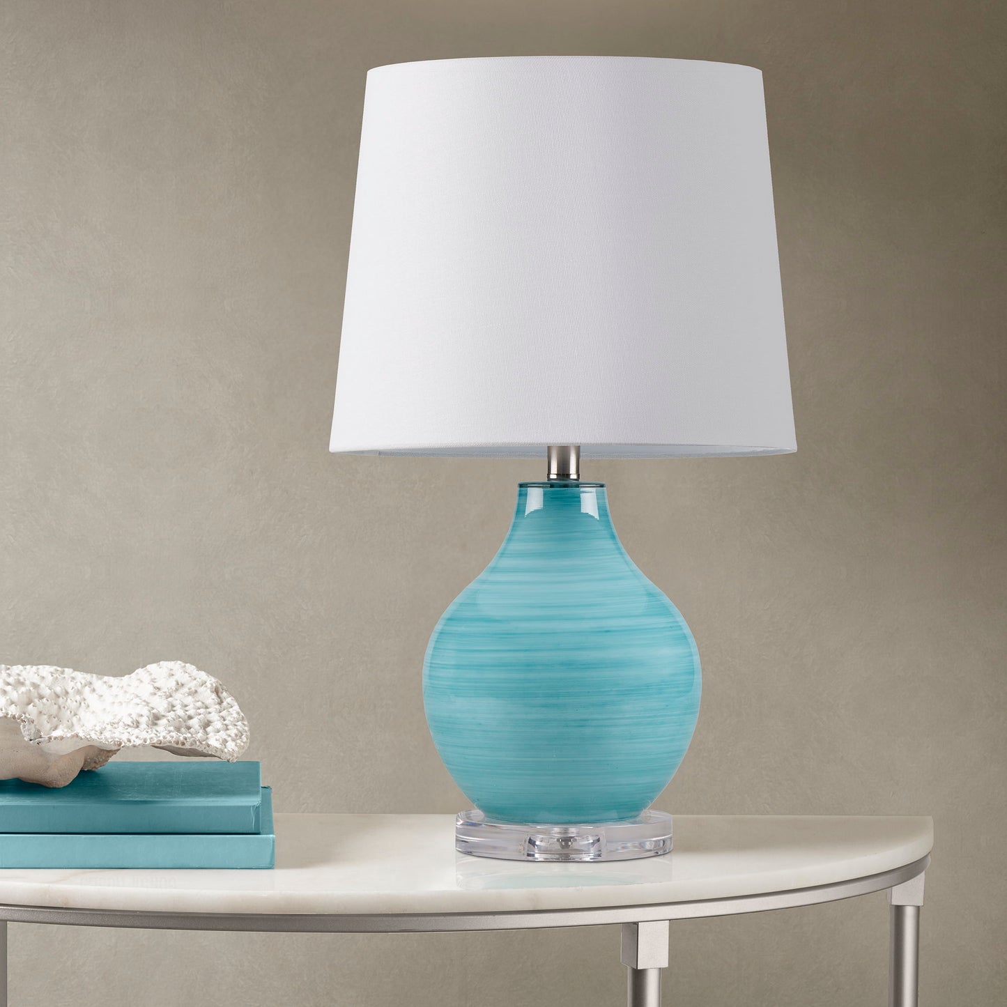 Maelle - Swirl Blown Glass Table Lamp - Blue Aqua