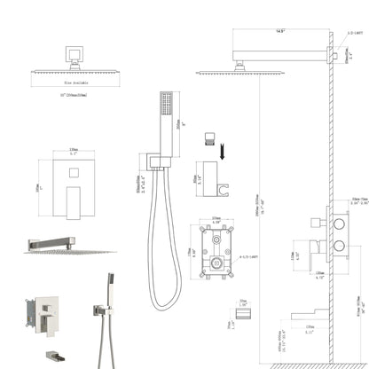 10" Wall Mounted Square Shower System With Rough In Valve Daily Nest