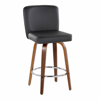 Henry - Contemporary Fixed Height Counter Stool With Swivel With Round Footrest (Set of 2) Lumi Source
