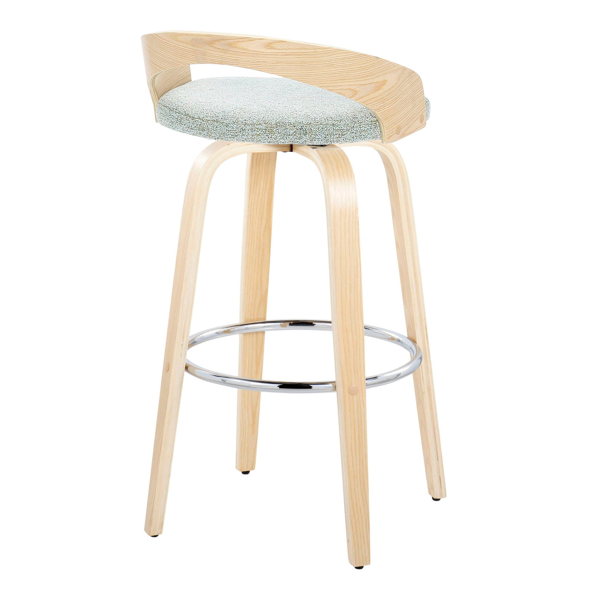 Grotto - Contemporary Fixed-Height Barstool With Swivel With Round Footrest (Set of 2) Lumi Source