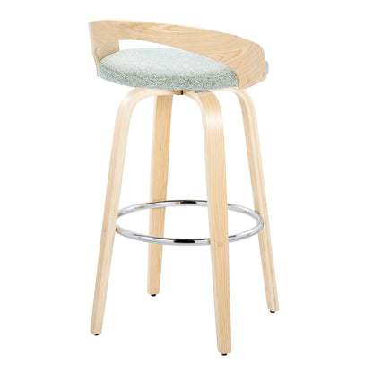 Grotto - Contemporary Fixed-Height Barstool With Swivel With Round Footrest (Set of 2) Lumi Source