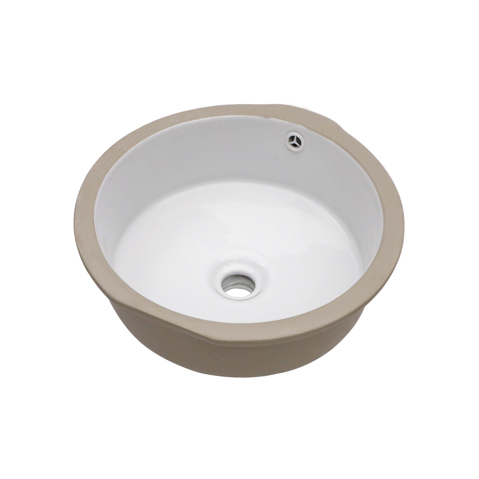 Ceramic Round Undermount Bathroom Sink With Overflow, European Style - White Daily Nest