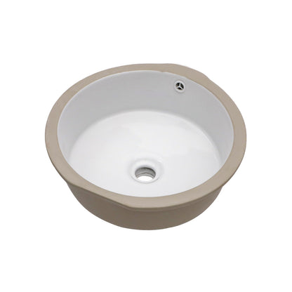 Ceramic Round Undermount Bathroom Sink With Overflow, European Style - White Daily Nest