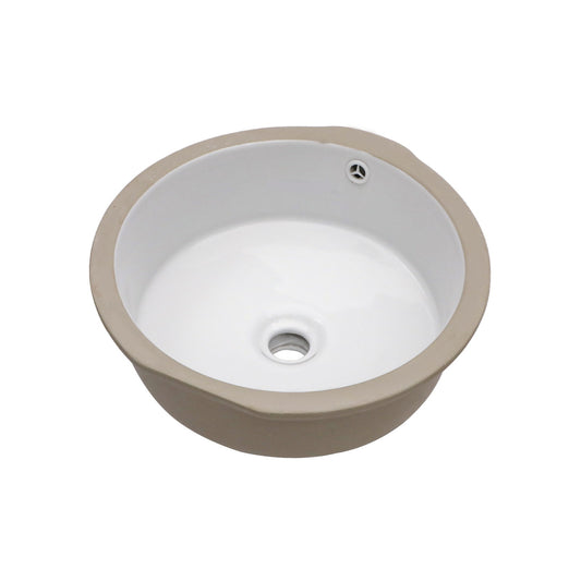 Ceramic Round Undermount Bathroom Sink With Overflow, European Style - White Daily Nest