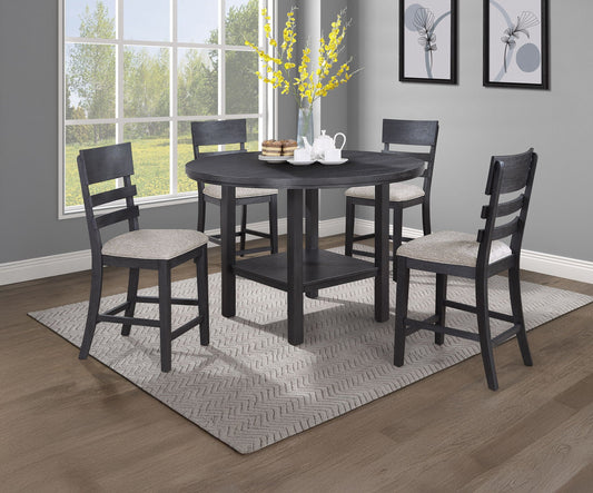 Guthrie - 5 Piece Counter Dining Room Set - Charcoal / Gray Crown Mark