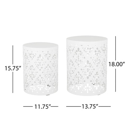 Outdoor Metal Modern Design End Table Noble House