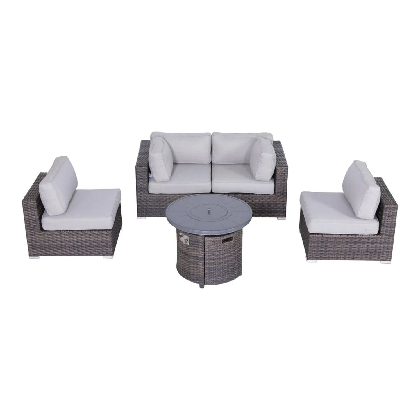 Wicker Outdoor Lounge Set With Cushions And Fire Pit LSI Patio Furniture
