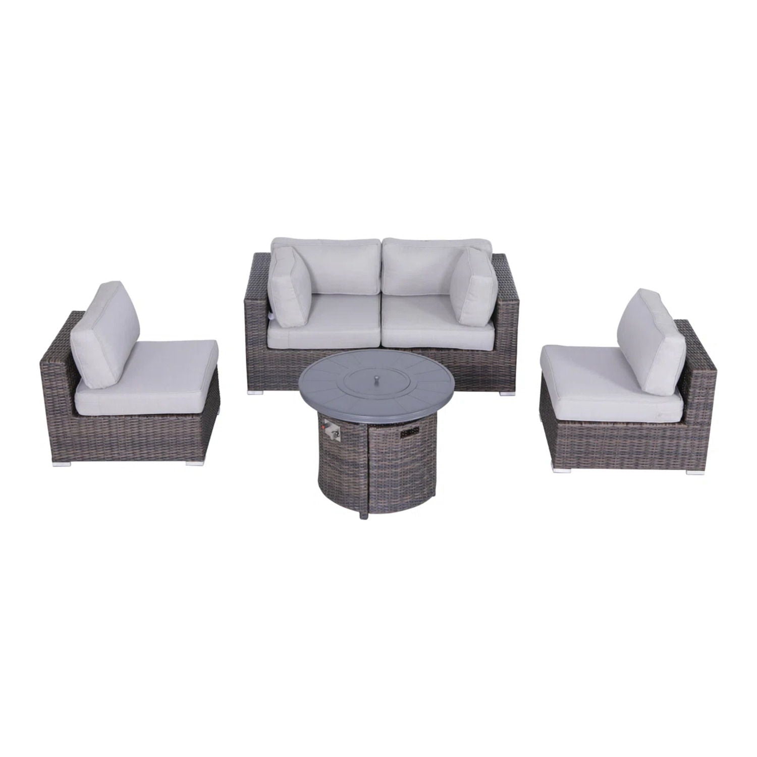 Wicker Outdoor Lounge Set With Cushions And Fire Pit LSI Patio Furniture