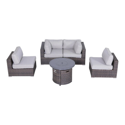 Wicker Outdoor Lounge Set With Cushions And Fire Pit LSI Patio Furniture
