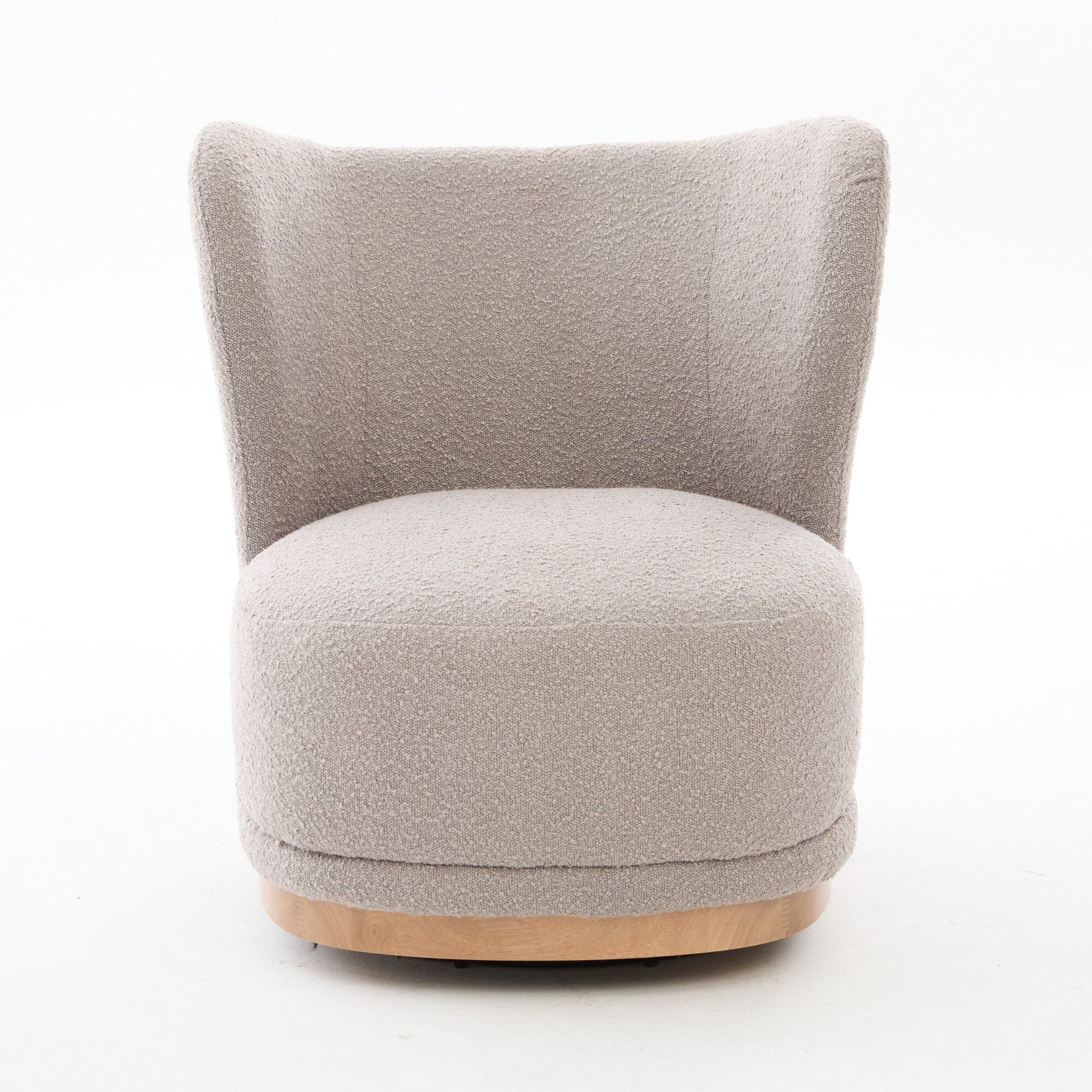Curved Back Swivel Lounge Chair With Rotating Base For Home - Gray Home Essentials