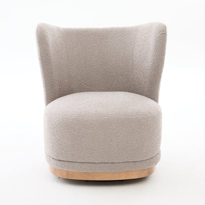 Curved Back Swivel Lounge Chair With Rotating Base For Home - Gray Home Essentials