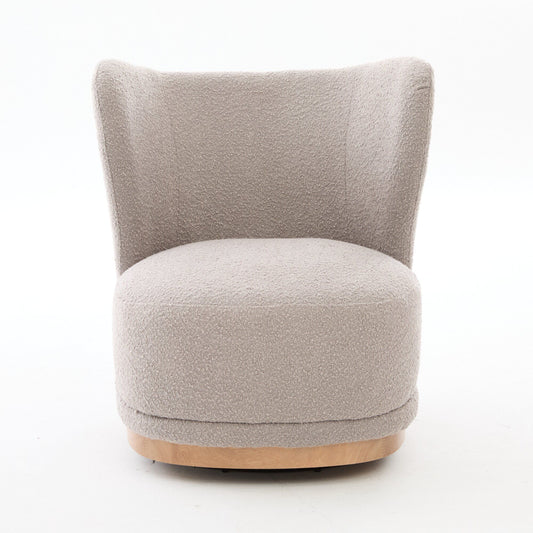 Curved Back Swivel Lounge Chair With Rotating Base For Home - Gray Home Essentials