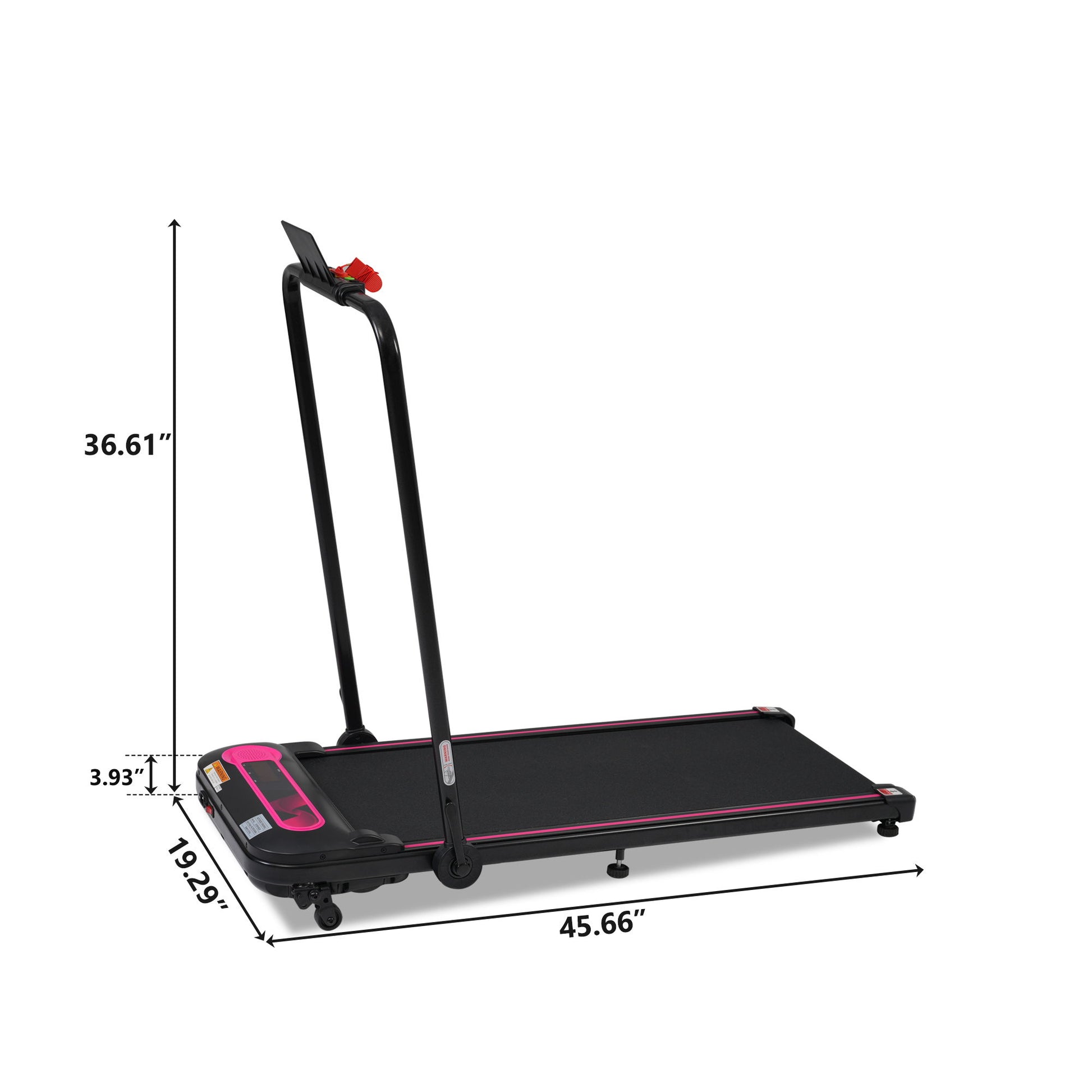 Folding Walking Pad Under Desk Treadmill For Home 2 Ways To Adjust Speed - Pink / Black Daily Nest