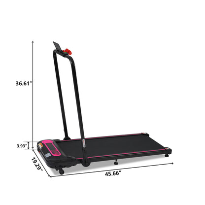 Folding Walking Pad Under Desk Treadmill For Home 2 Ways To Adjust Speed - Pink / Black Daily Nest