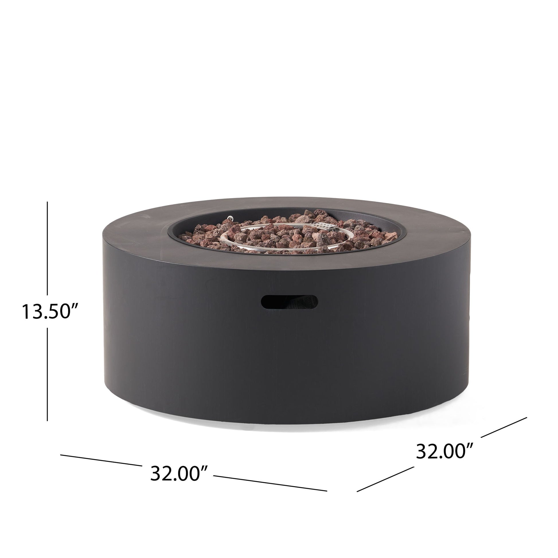 Round Iron Fire Pit With 40,000 Btu Noble House