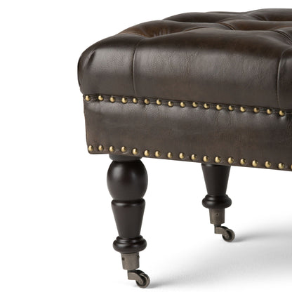 Henley - Tufted Ottoman Bench - Distressed Brown Simpli-Home