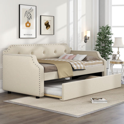 Upholstered Daybed With Trundle Hearth and Haven