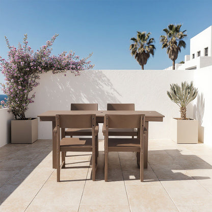 5 Piece Outdoor Dining Set For 4, Patio Table With Umbrella Hole And 4 Armrest Chairs For Backyard, Lawn, Deck, Or Poolside - Brown Home Essentials