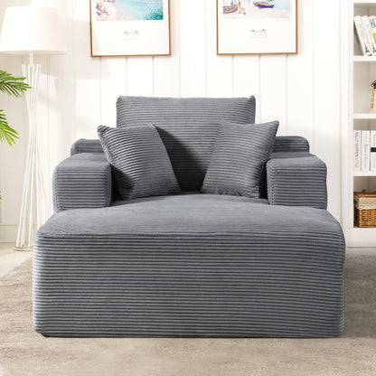 Convertible Chaise Lounge Chair With Wide Armrest & Throw Pillows US Pride