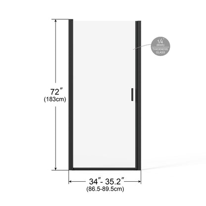 Pivot Shower Door, Tempered Glass, Semi Frameless Daily Nest