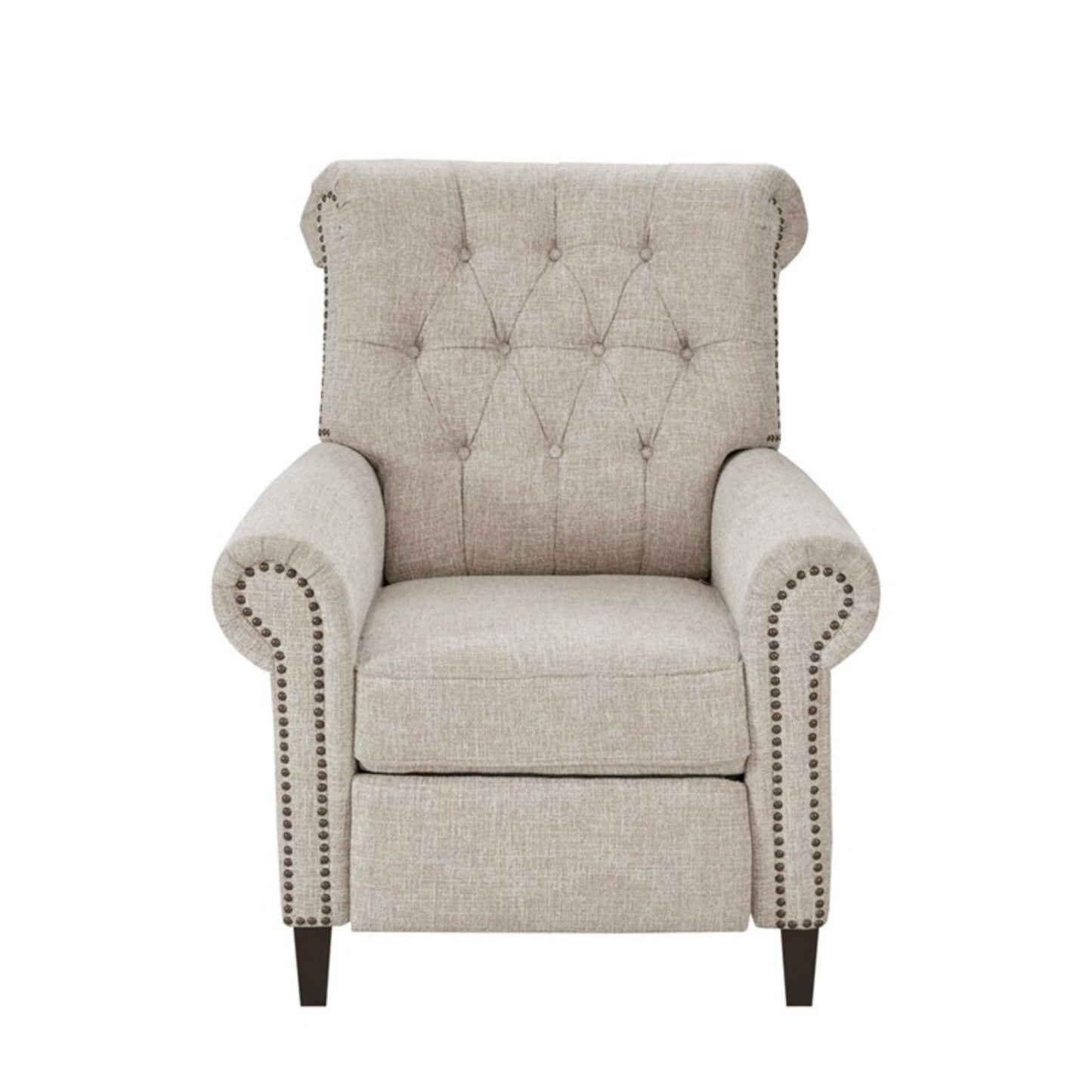 Aidan - Push Back Recliner Chair With Tufted Back And Nailhead Trim - Cream JLA