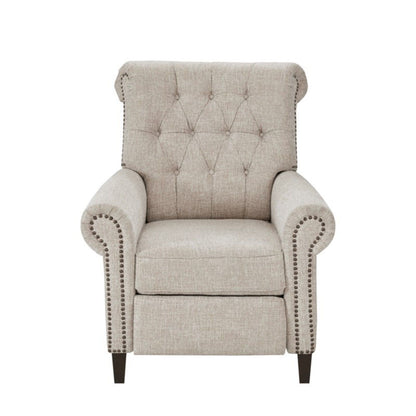 Aidan - Push Back Recliner Chair With Tufted Back And Nailhead Trim - Cream JLA