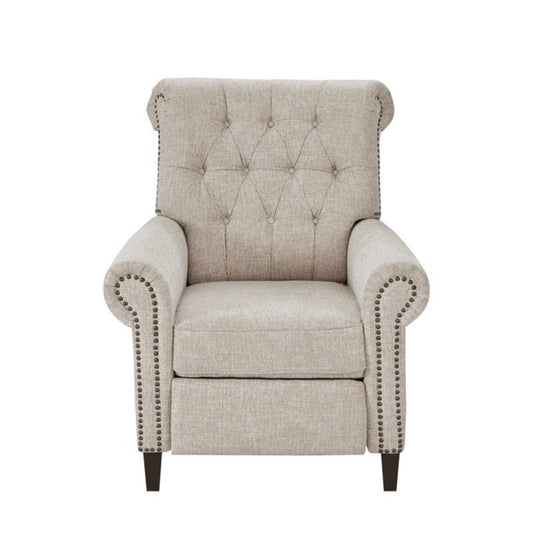 Aidan - Push Back Recliner Chair With Tufted Back And Nailhead Trim - Cream JLA