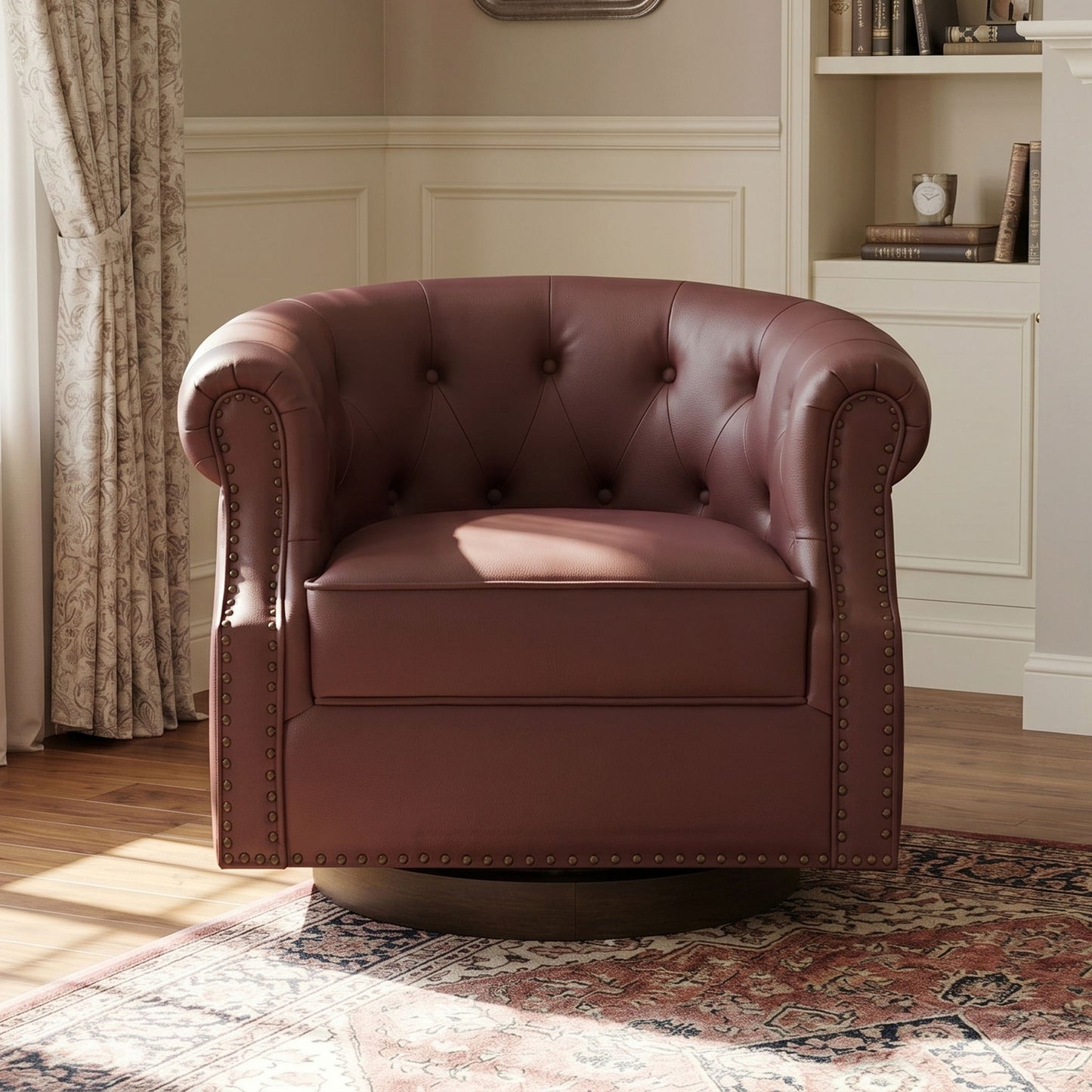360° Swivel Accent Chair With Curved Back Noble House