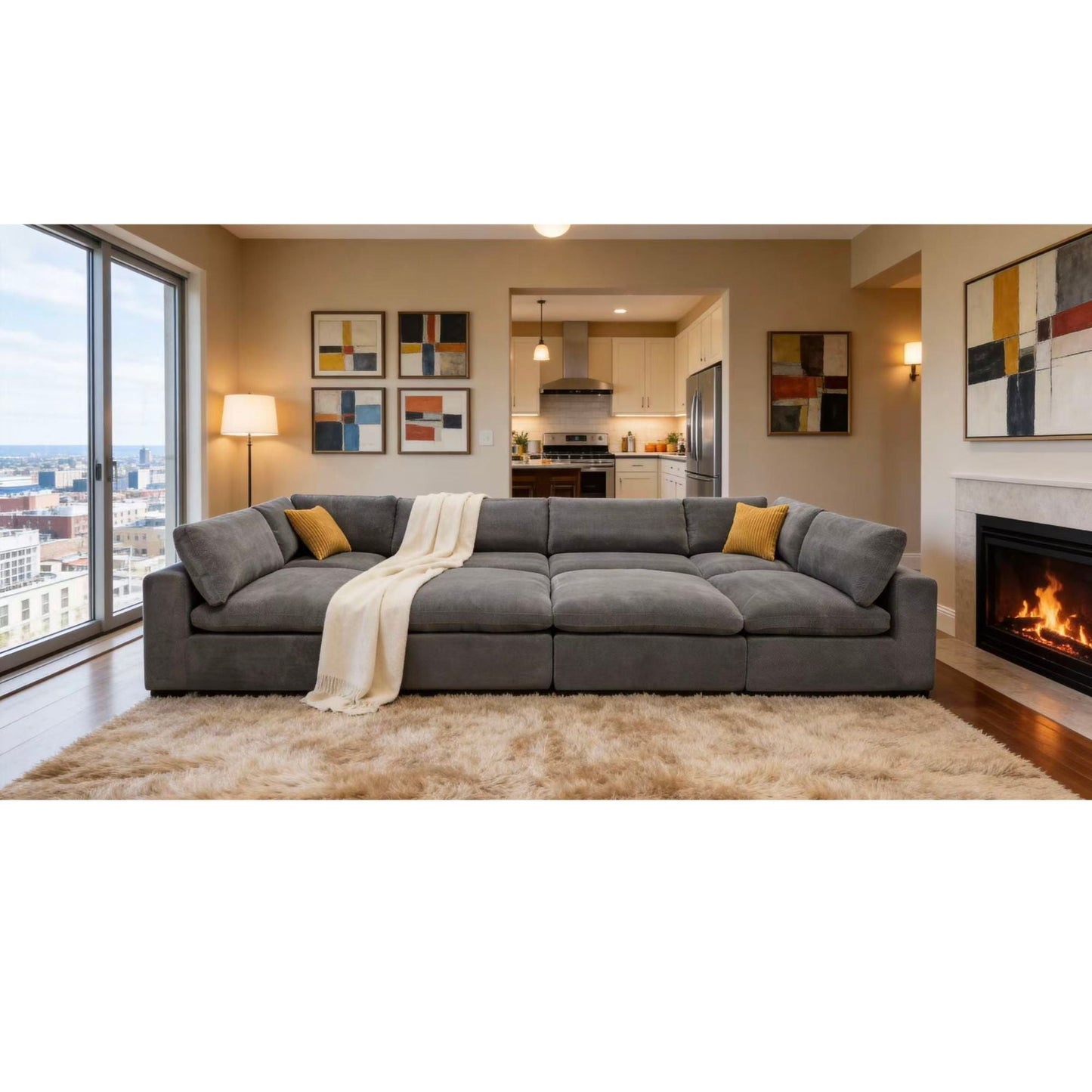 Custom Configuration Modular Sectional & Toss Pillows Home Essentials