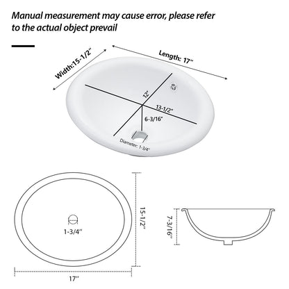 Semi Recessed Bathroom Sink With Countertop Vessel Design, 17" X 15.5" - White Daily Nest