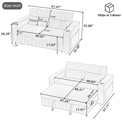 Pull-Out Sofa Bed Convertible Couch With Adjustable Backrest For Living Room Hearth and Haven