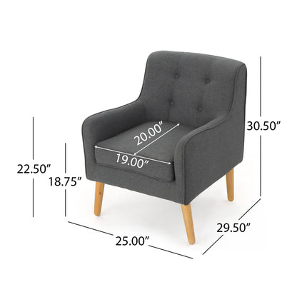 Modern Arm Chair With Tufted Back And Wooden Legs Noble House
