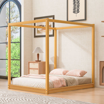 Wood Canopy Platform Bed With Support Legs And Airflow Slats Hearth and Haven
